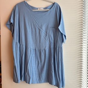 Chic Soul Blue Linen Tunic Top | 2X